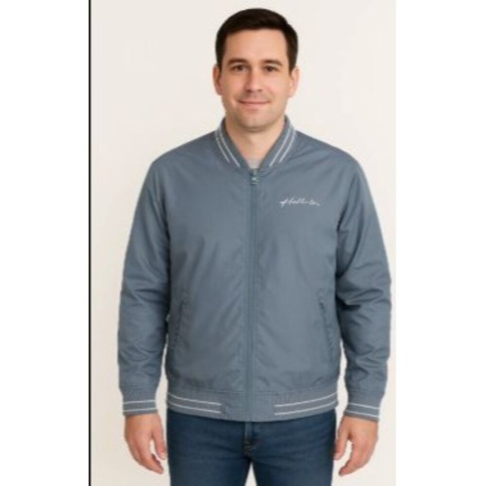 Hollister Size Large Polyester Windbreaker Military Bomber Waterproof Jacket